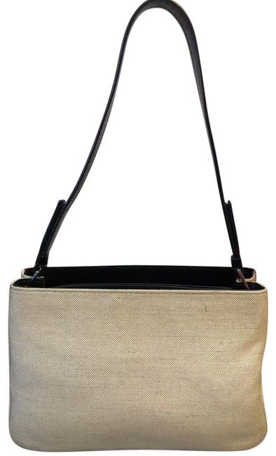 Prada Gently Used Ivory Canvas Shoulder Bag