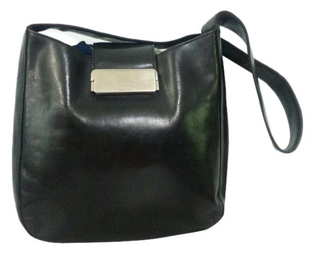 Prada Genuine Black Leather Shoulder Bag