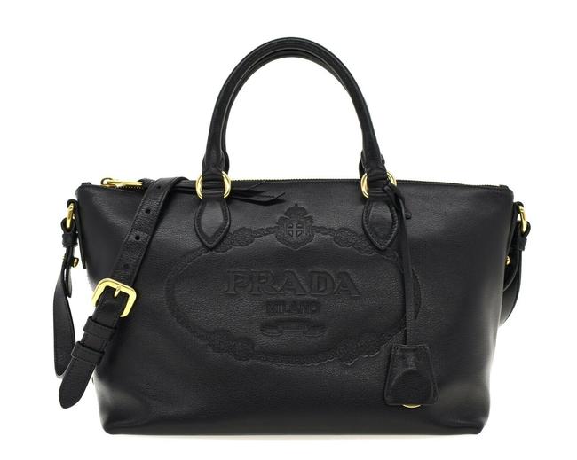 Prada Glace Black Leather Shoulder Bag
