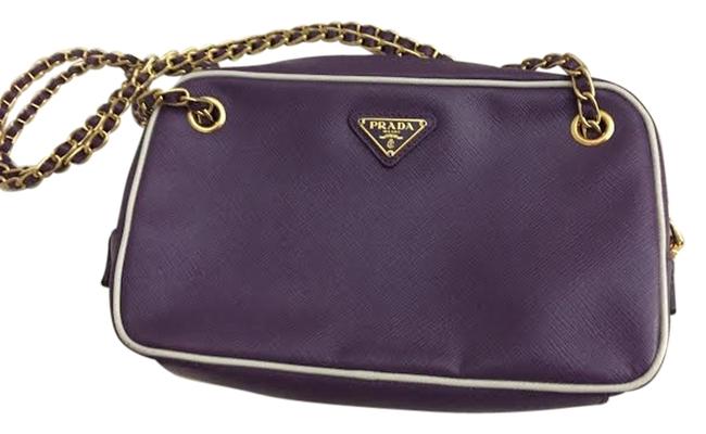 Prada Gold Chain Purple Leather Shoulder Bag