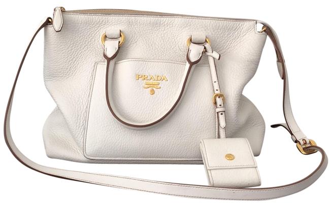Prada Gold Hardware White Leather Shoulder Bag
