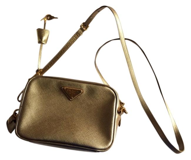 Prada Gold Leather Shoulder Bag