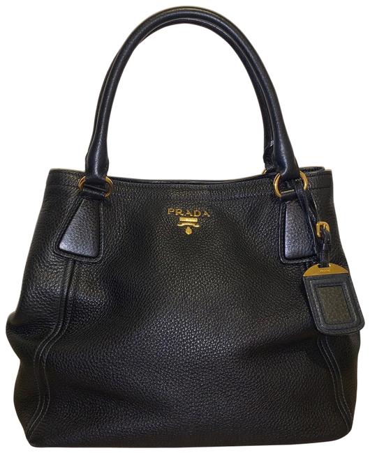 Prada Gold Purse Handbag Satchel Black Leather Shoulder Bag