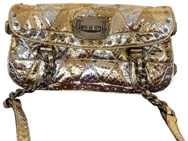 Prada Gold Snakeskin Leather Shoulder Bag