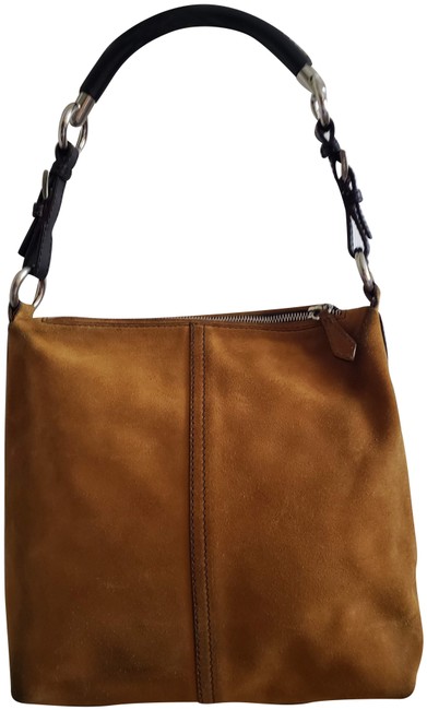 Prada Gold Suede Leather Shoulder Bag