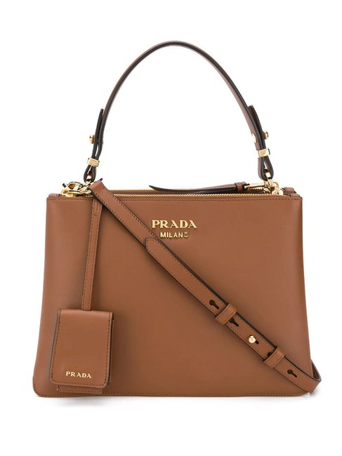 Prada Gr Deux Small Brown Leather Shoulder Bag