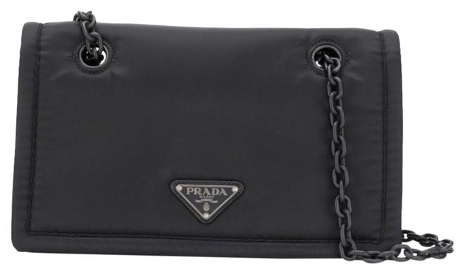 Prada Gr Logo Patch Black Polyamide Shoulder Bag