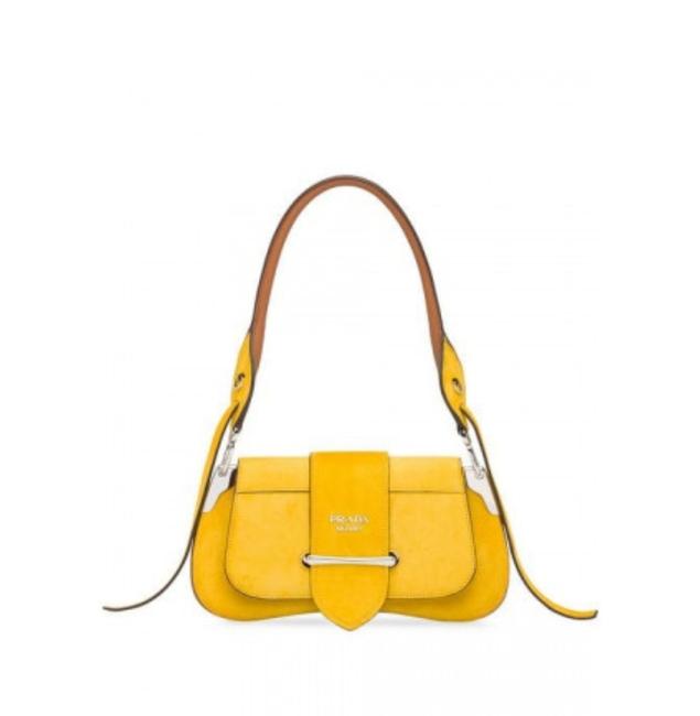 Prada Gr New Sidonie Yellow Suede Leather Shoulder Bag