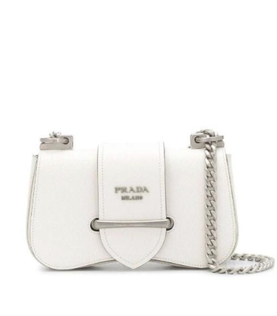 Prada Gr Sidonie Saffiano White Leather Shoulder Bag