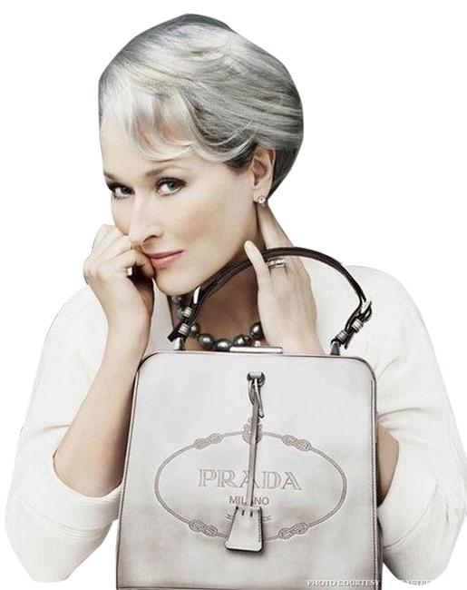 Prada Gray Leather Shoulder Bag