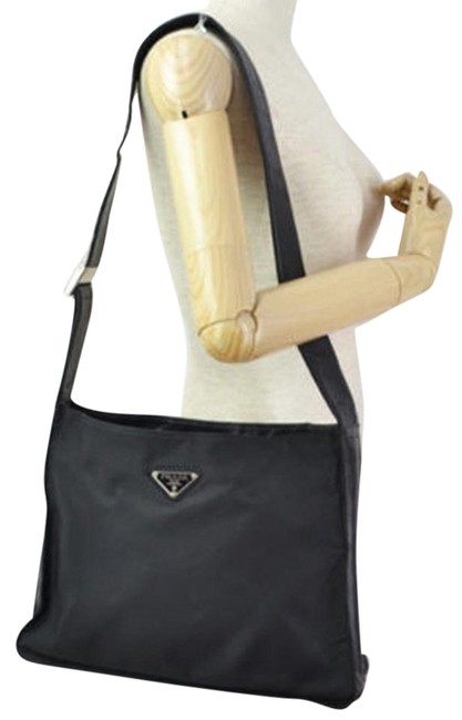 Prada Great Condition Nylon Leather Black Shoulder Bag