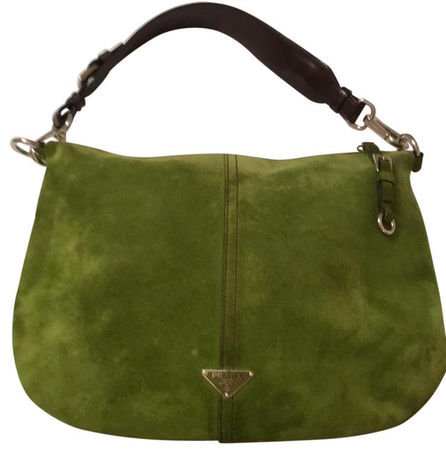 Prada Green Suede Shoulder Bag