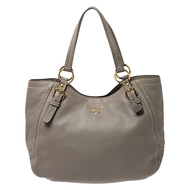 Prada Grey Leather Shoulder Bag