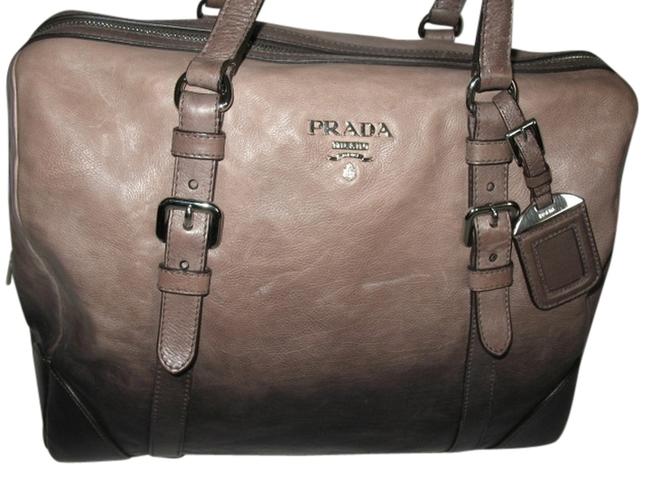 Prada GreyBrown Two Tone Leather Shoulder Bag