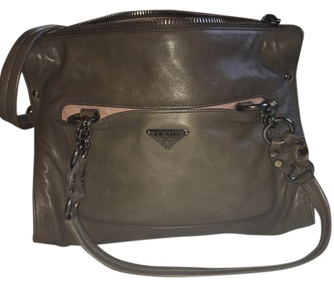 Prada GreyMauve Leather Shoulder Bag