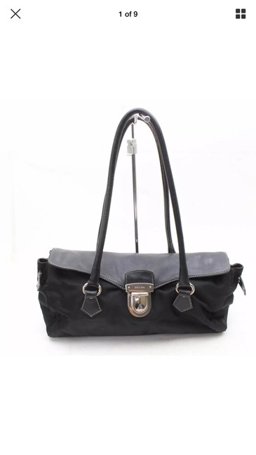 Prada Hand Black NylonLeather Shoulder Bag
