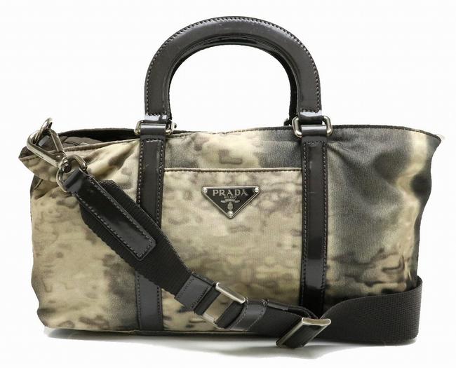 Prada Handbag 2way Enamel Visone Bn1052 Dark Brown Nylon  Leather Shoulder Bag