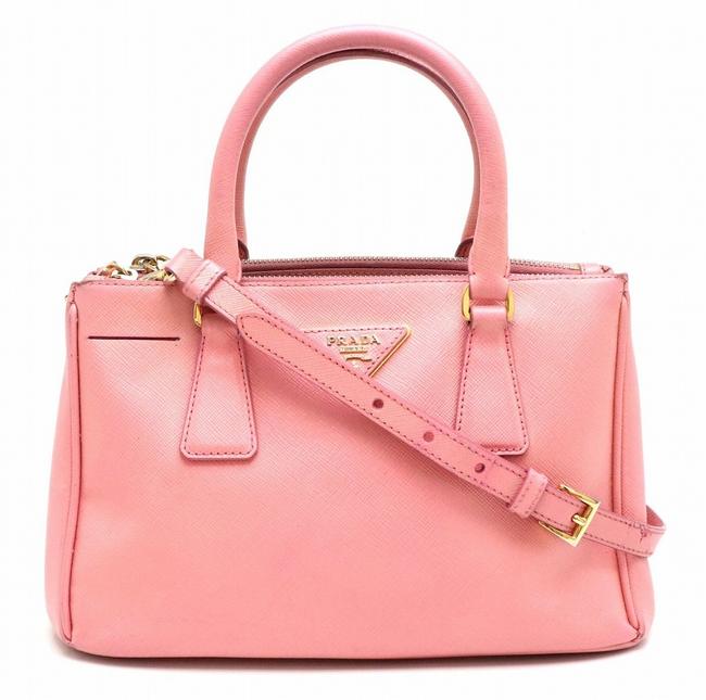 Prada Handbag 2way Leather Gold Metal Fittings Pink Saffiano Lux Shoulder Bag