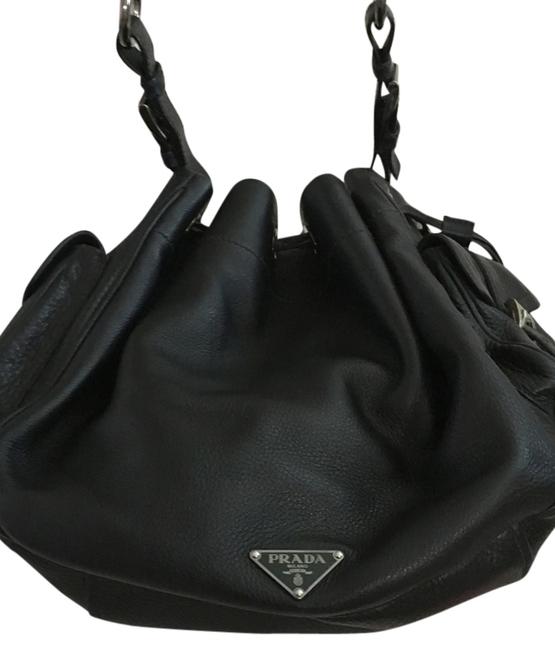 Prada Handbag Black Learher Shoulder Bag