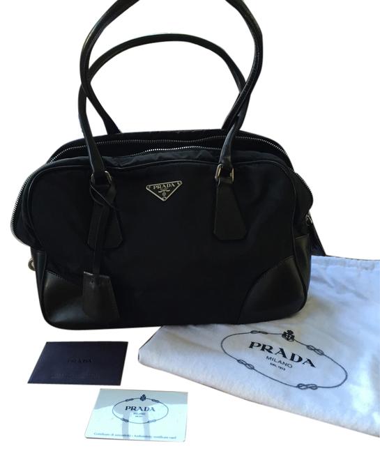Prada Handbag Black Nylon  Leather Shoulder Bag