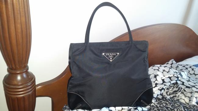 Prada Handbag Black NylonLeather Trim Shoulder Bag