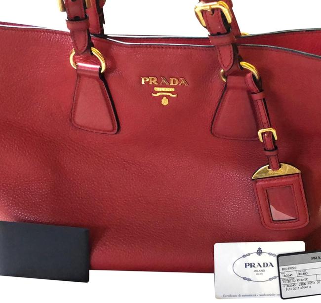 Prada Handbag Red Leather Shoulder Bag