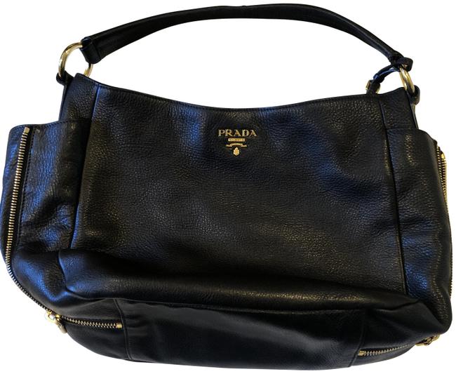 Prada Hobo Black Calfskin Leather Shoulder Bag