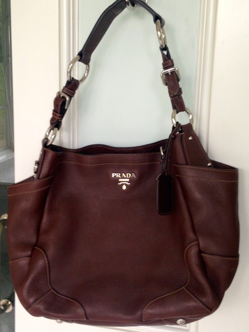 Prada Hobo Brown Leather Shoulder Bag