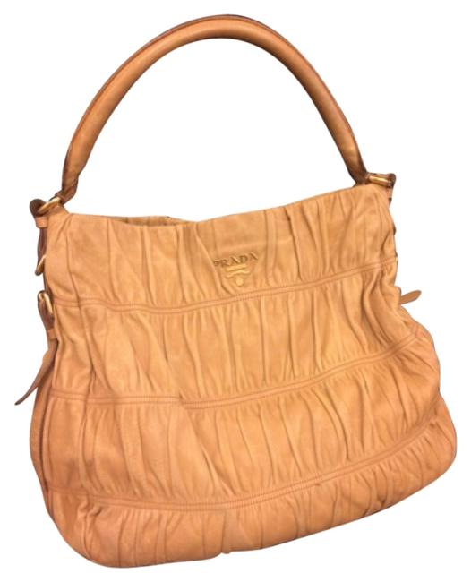 Prada Hobo Camel Leather Shoulder Bag