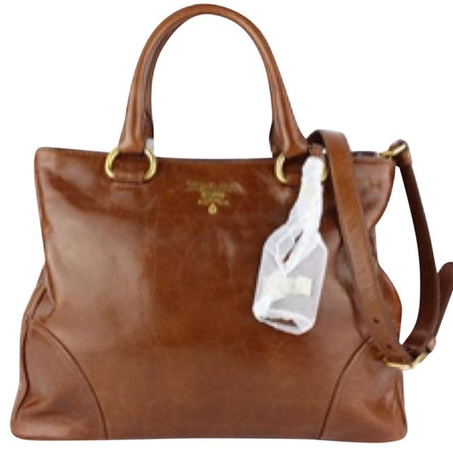 Prada Honey Tan Brown Leather Shoulder Bag