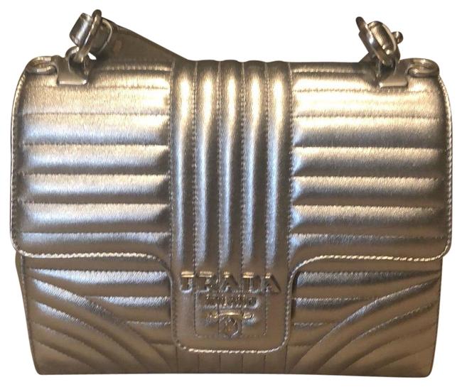 Prada Imputure Silver Nappa Leather Shoulder Bag