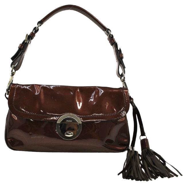 Prada Italy Brown Patent Leather Shoulder Bag