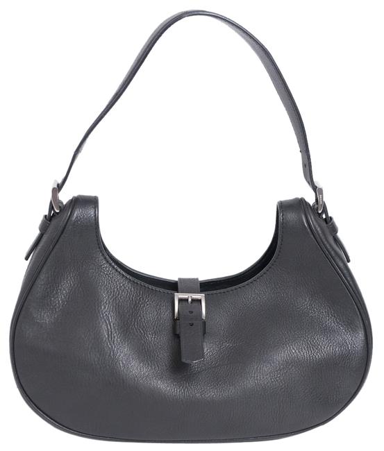 Prada Italy Handbag Black Leather Shoulder Bag