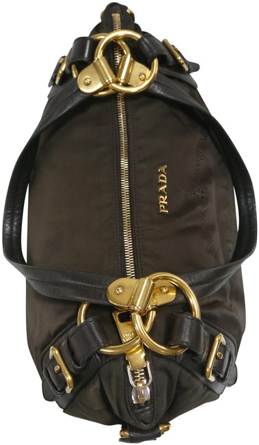 Prada Jacquard Logo Brown Nylon Shoulder Bag