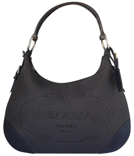 Prada Jacquard Logo Brown Shoulder Bag