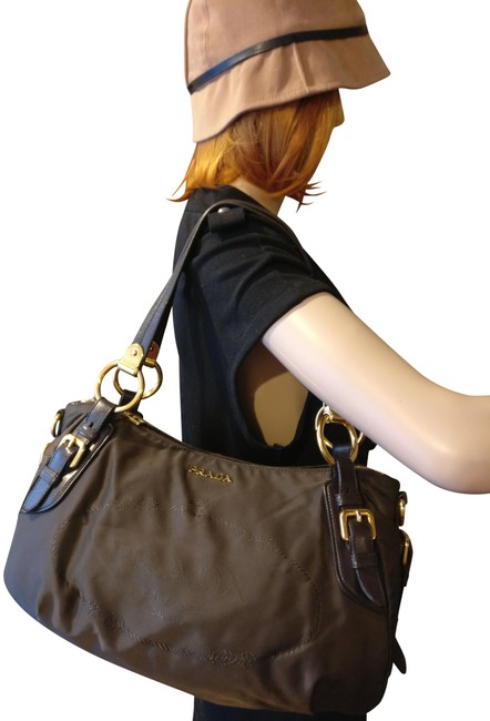 Prada Jacquard Logo Nylon Canvas Shoulder Bag