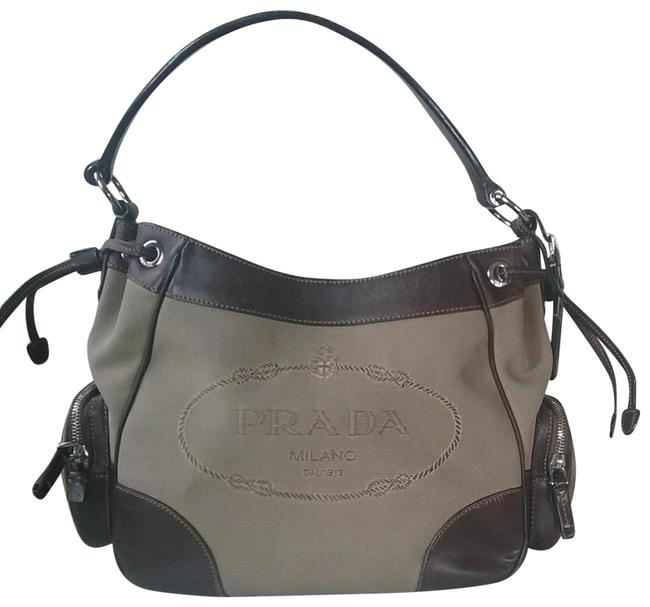 Prada Jacquard Purse Brown Canvas Shoulder Bag