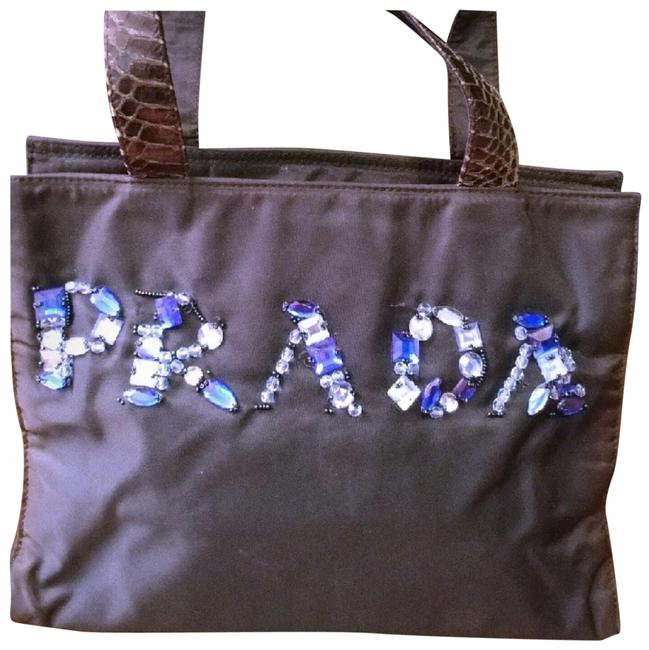 Prada Jeweled Tote Canvas Shoulder Bag