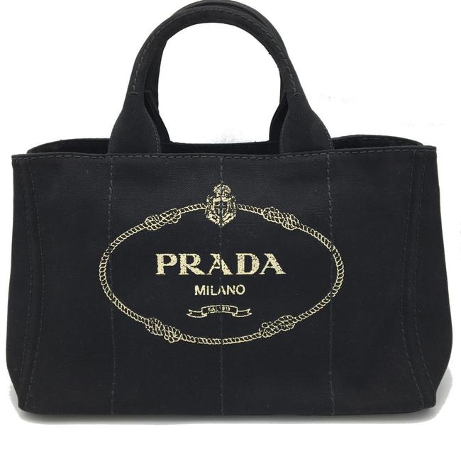 Prada Kanapato Tote 2way Black Canvas Shoulder Bag