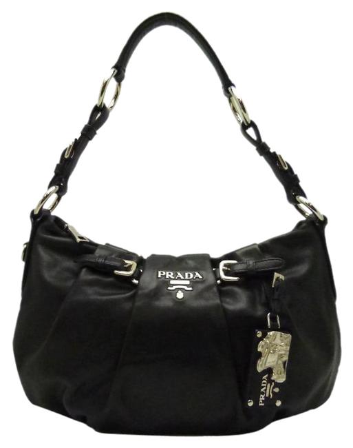 Prada Ladies Br3795 Soft Black Leather Shoulder Bag