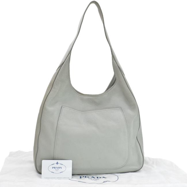 Prada Ladies R7526 Gray Leather Shoulder Bag