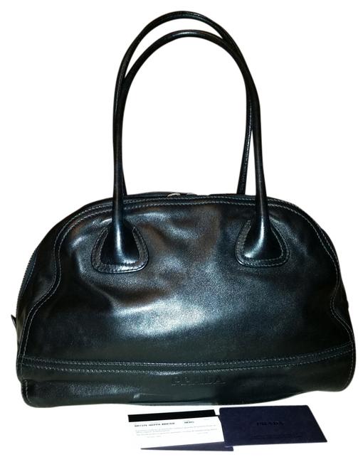 Prada Lambskin Handbag Black Leather Shoulder Bag