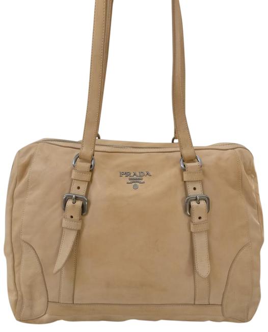 Prada Lambskin Nappa Delave Borsa Cerneira Large Beige Leather Shoulder Bag