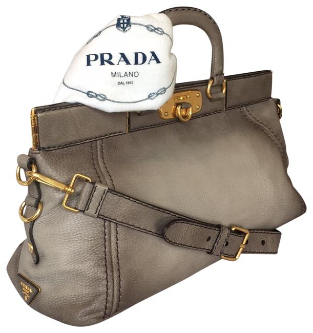 Prada Large Beige Deerskin Leather Shoulder Bag