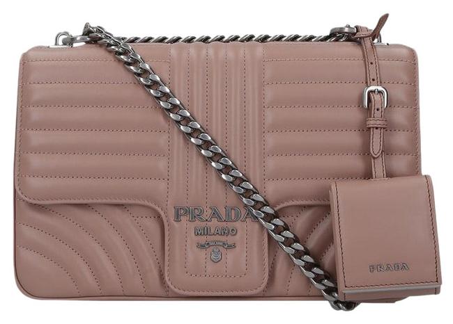 Prada Large Diagramme Pink Leather Shoulder Bag