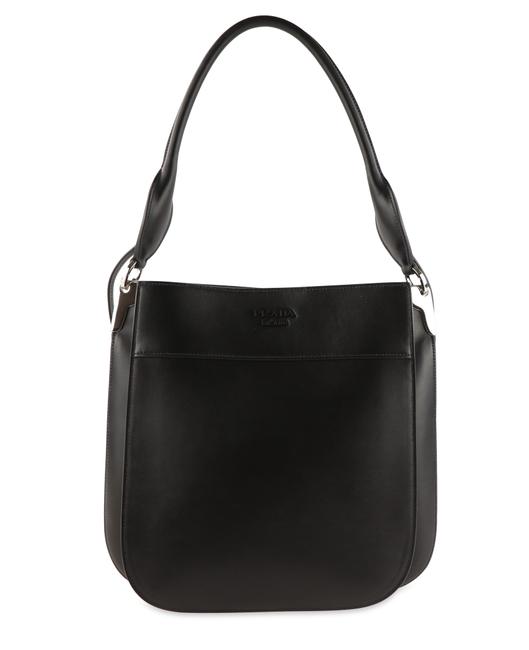 Prada Large Margit Black Leather Shoulder Bag