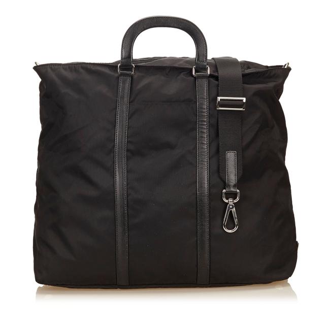 Prada Large Nylon Black Canvas Shoulder Bag