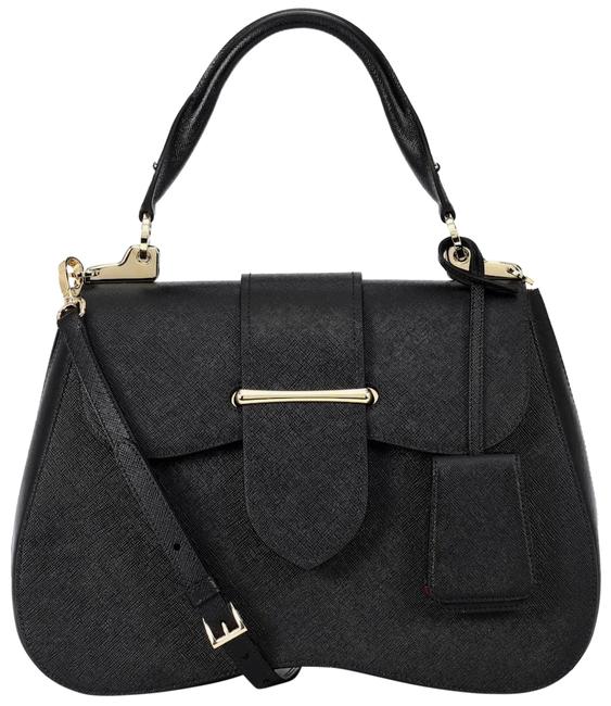 Prada Large Sidonie Black Saffiano Calfskin Leather Shoulder Bag