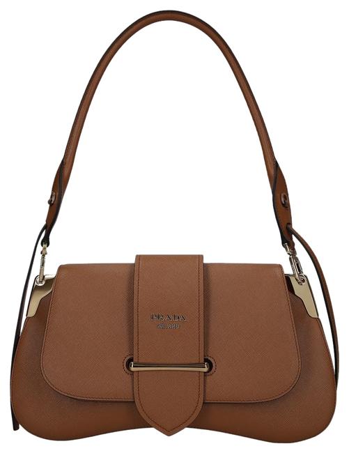 Prada Large Sidonie Brown Leather Shoulder Bag