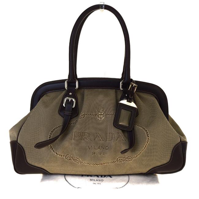 Prada Leather Brown Canvas Shoulder Bag